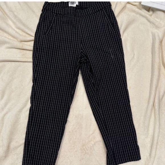 Elle Womens Plaid Trousers Black White Cropped Dress Pants Medium - Picture 1 of 7